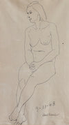 Original Mid Century Figure Drawing From Sweden 1948