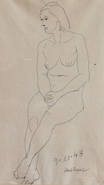 Original Mid Century Figure Drawing From Sweden 1948