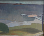 Vintage Art Mid Century Coastal Oil Painting from Sweden 1957