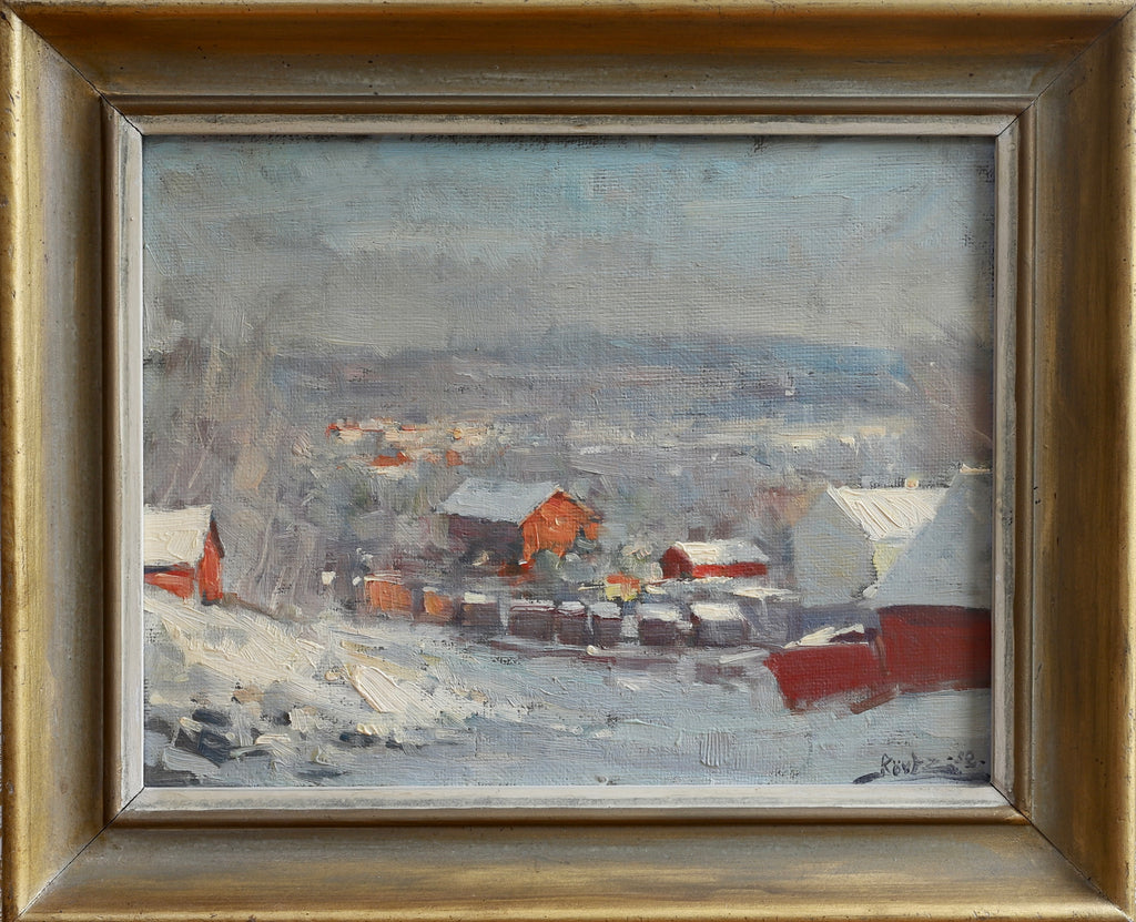 Vintage Art Room Original Oil Painting from Sweden 1952