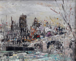 Mid Century Original Parisian Cityscape Oil Painting from Sweden