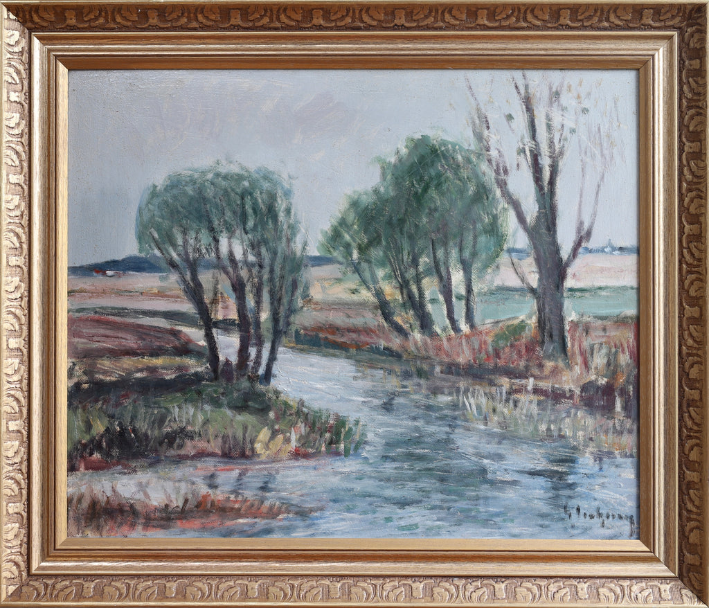 Mid Century Oil Painting From Sweden by G Isaksson