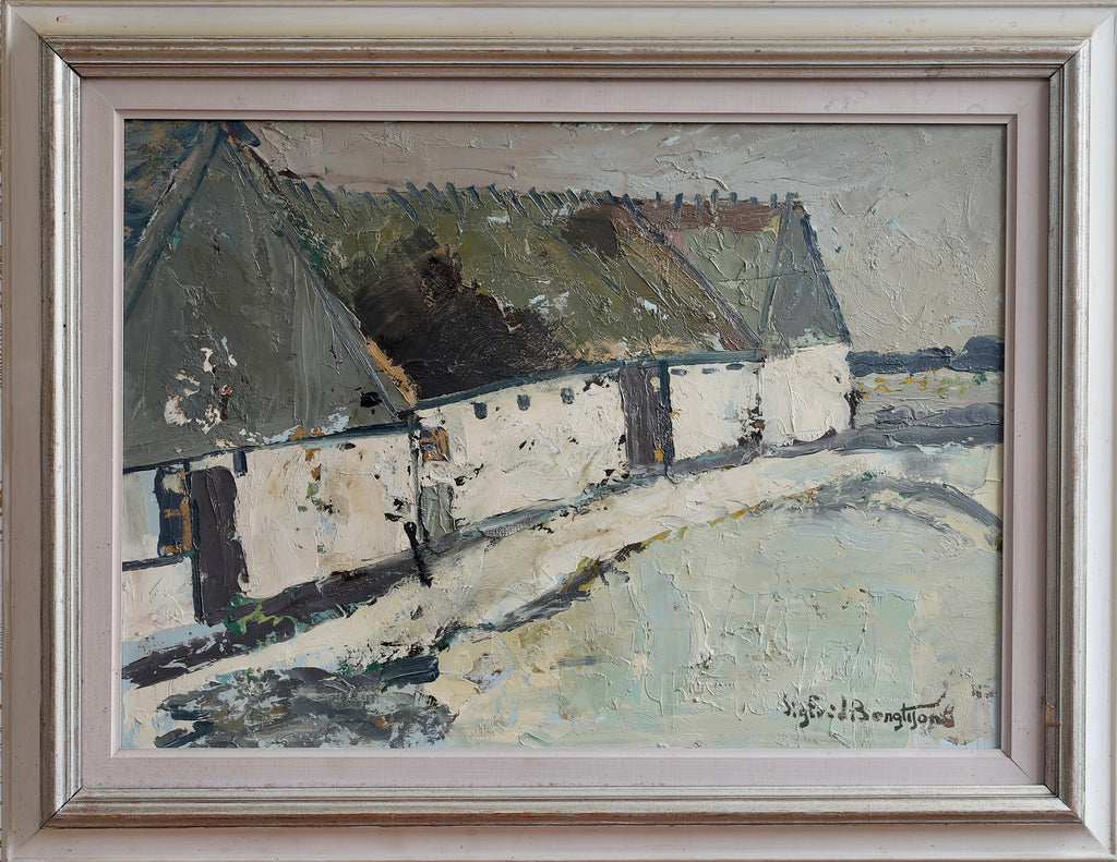 Vintage Art Original Farmhouse Oil Painting From Sweden