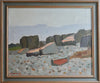 Mid Century Vintage Art Coastal Oil Painting from Sweden