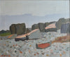 Mid Century Vintage Art Coastal Oil Painting from Sweden