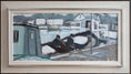 Load image into Gallery viewer, Original Vintage Mid Century Harbor Oil Painting Sweden
