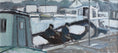 Load image into Gallery viewer, Original Vintage Mid Century Harbor Oil Painting Sweden
