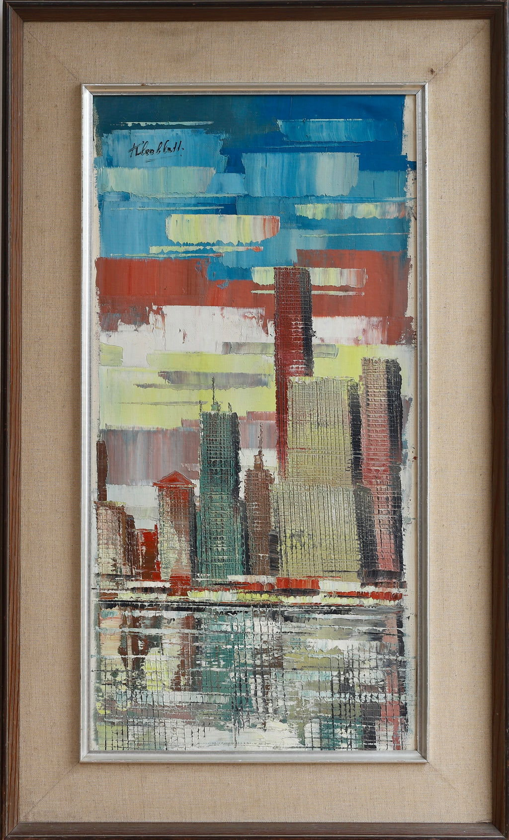 Vintage Mid Century Cityscape Painting From Sweden