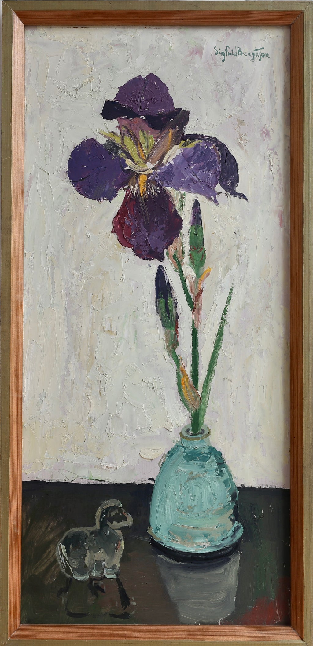 Mid Century Vintage Original Floral Oil Painting From Sweden