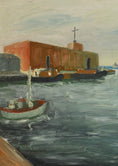 Load image into Gallery viewer, Vintage Mid Century Cityscape Painting From Sweden
