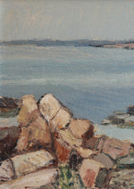 Mid Century Vintage Art Coastal Oil Painting from Sweden