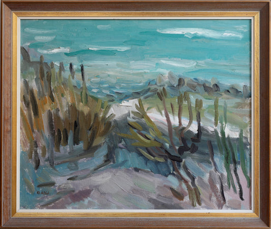 Vintage Art Coastal Oil Painting from Sweden