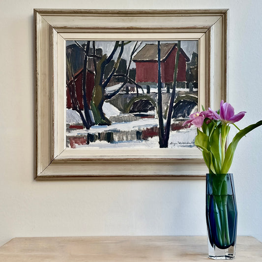 Mid Century Vintage Original Oil Painting From Sweden