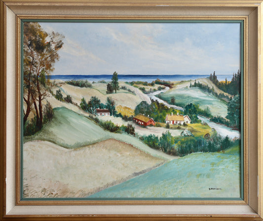 Vintage Art Coastal Oil Painting from Sweden