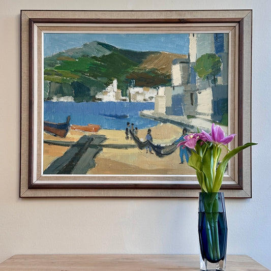 Vintage Art Room Mid Century Original Oil Painting from Sweden