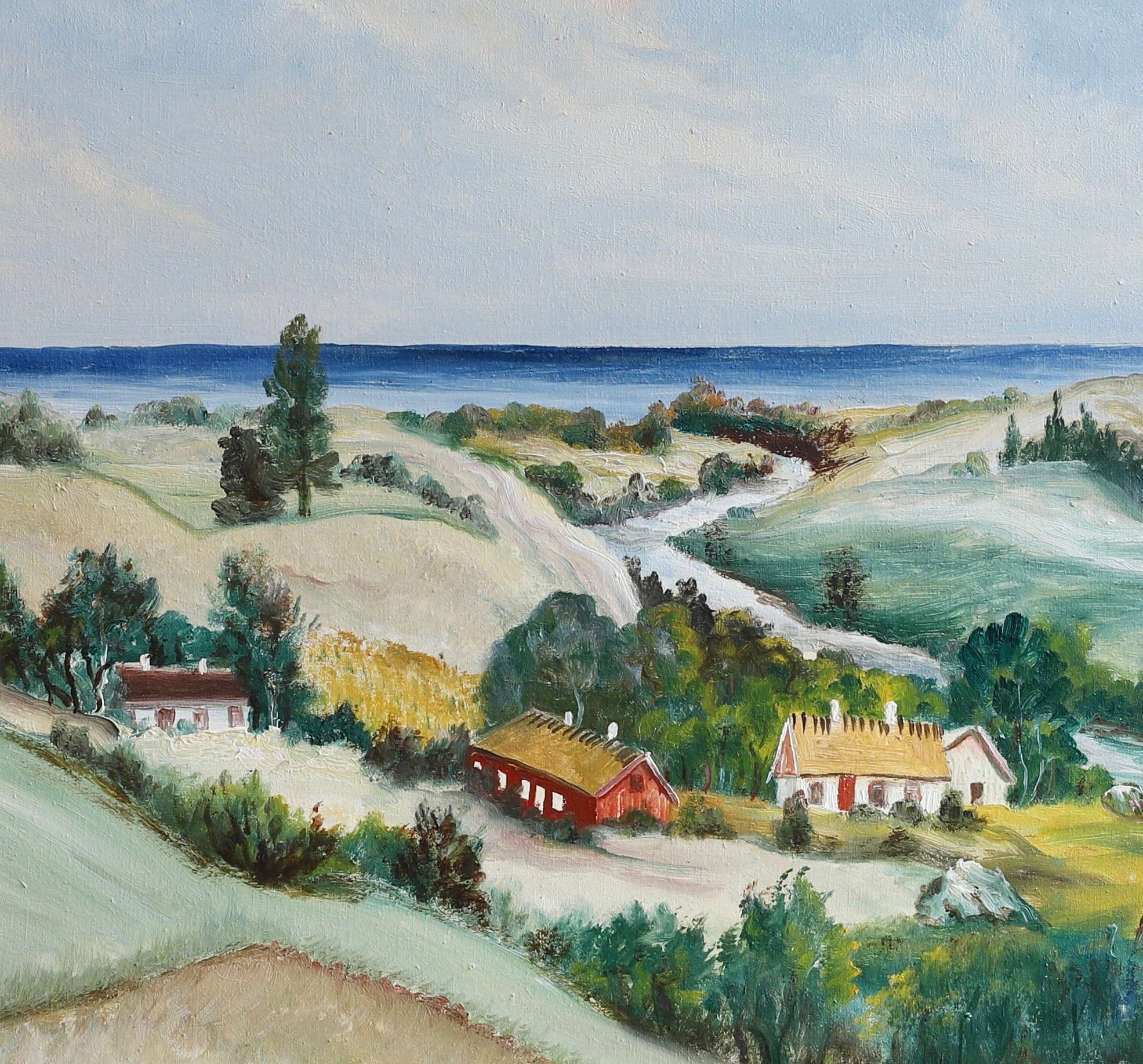 Vintage Art Coastal Oil Painting from Sweden