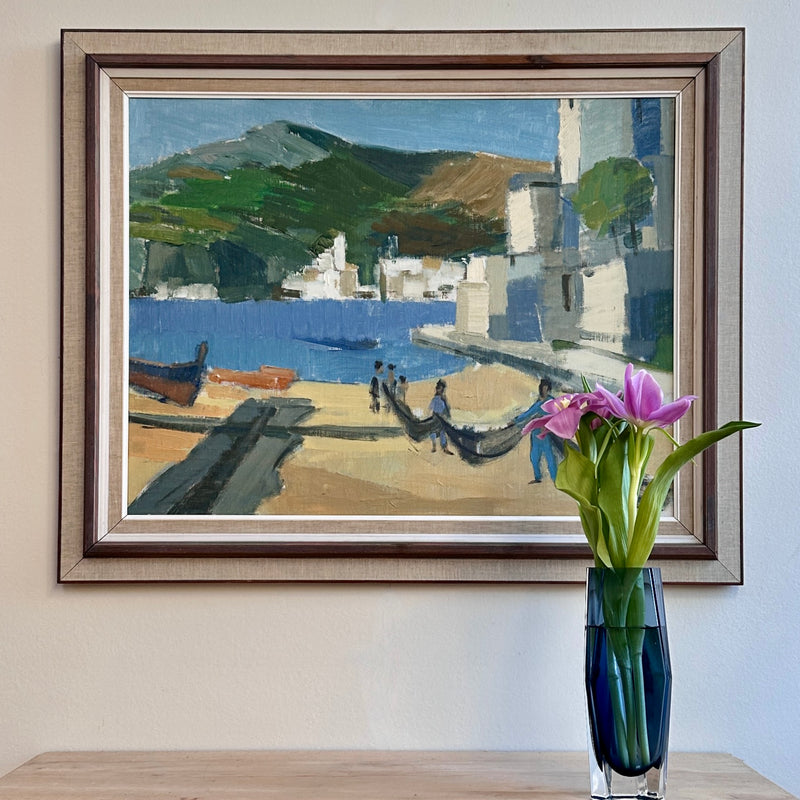 Vintage Art Room Mid Century Original Oil Painting from Sweden