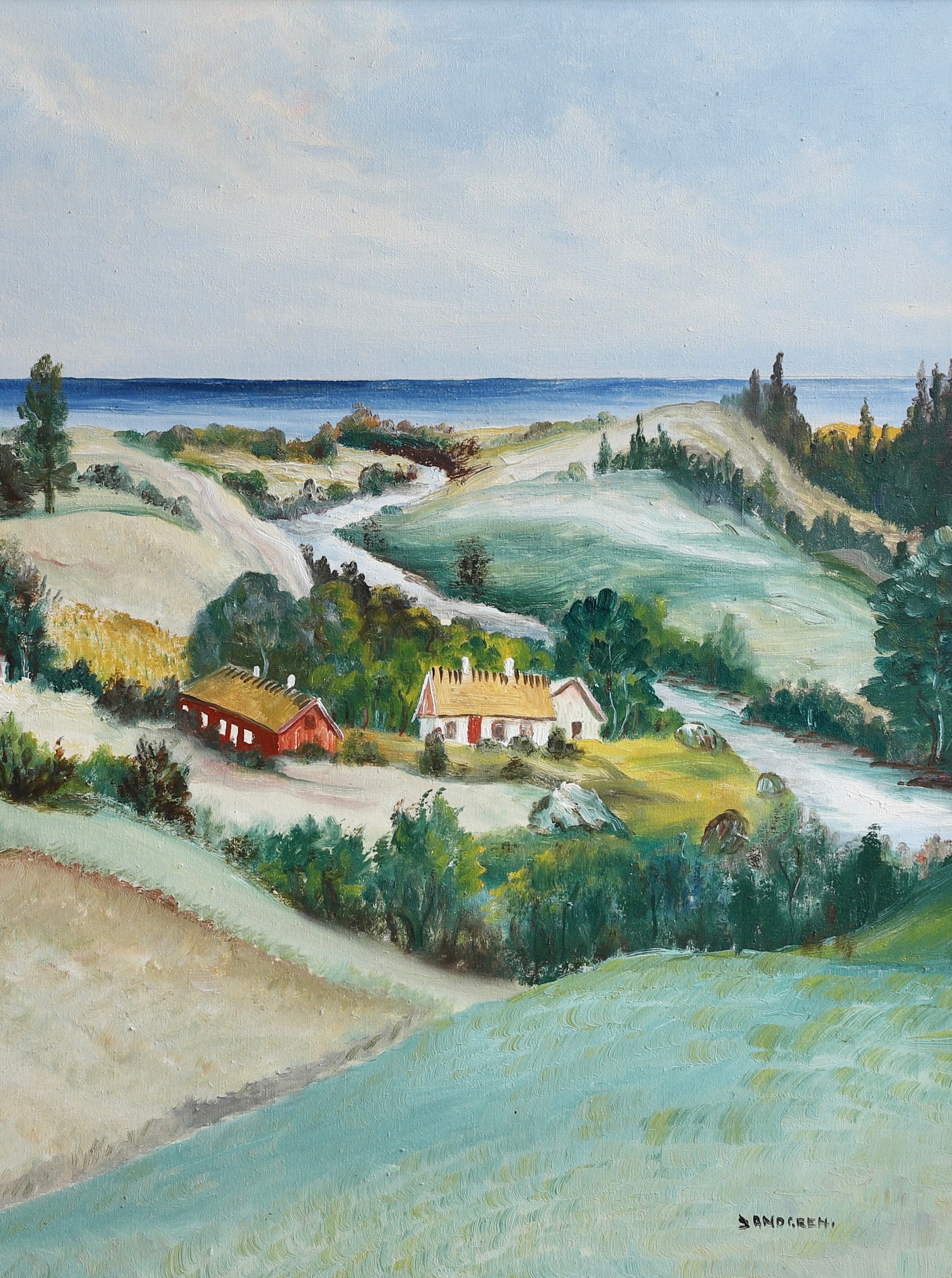 Vintage Art Coastal Oil Painting from Sweden