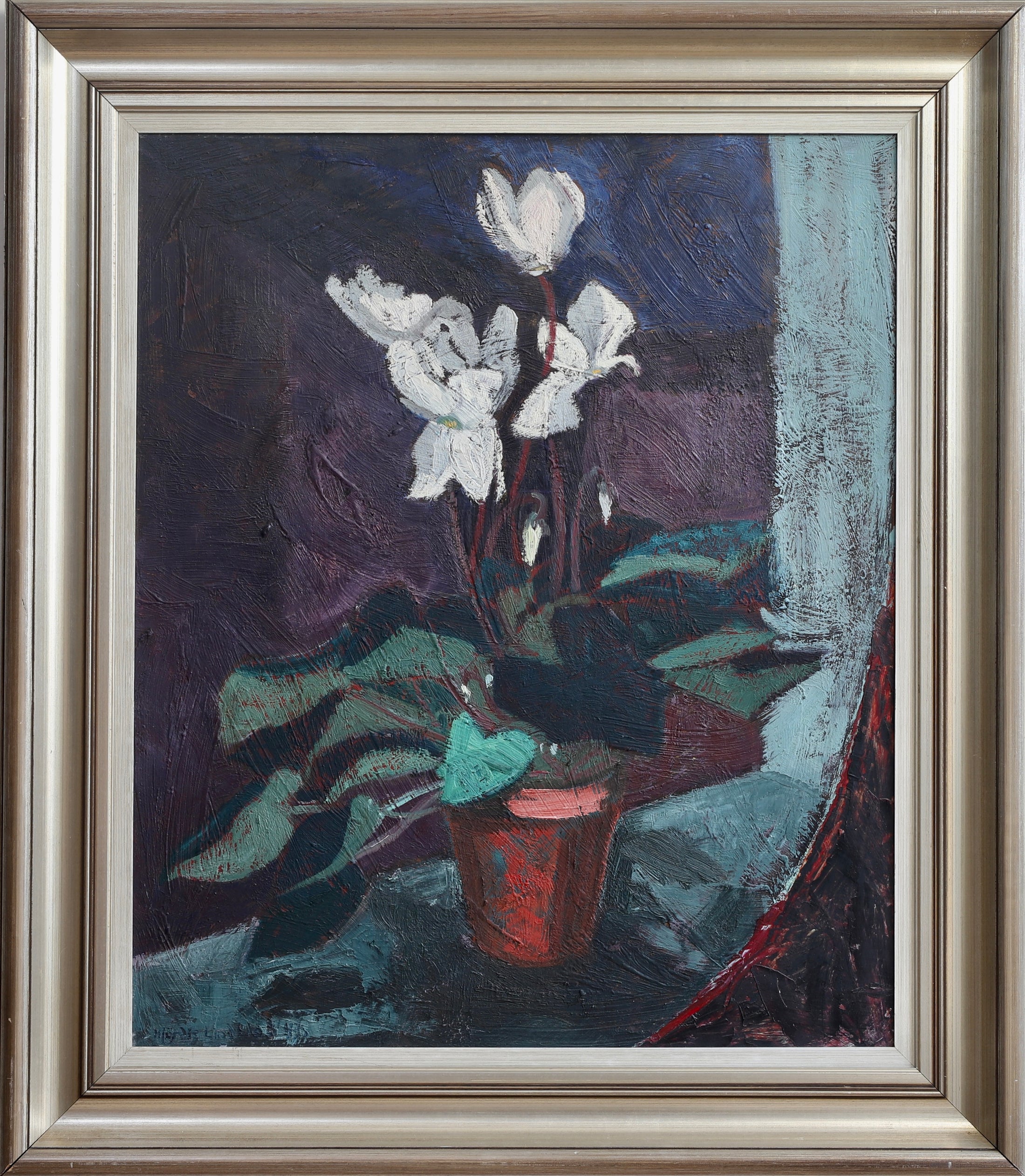 Mid Century Original Still Life Oil Painting From Sweden 1946