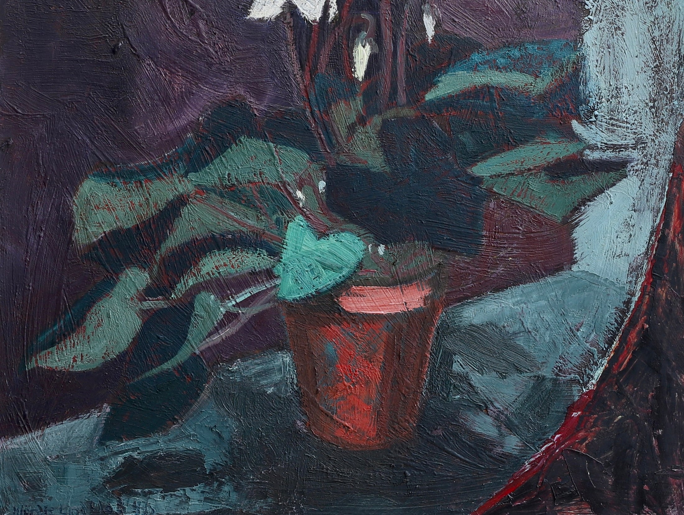Mid Century Original Still Life Oil Painting From Sweden 1946