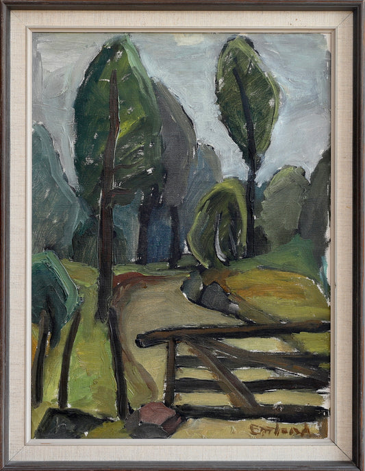 Mid Century Original Vintage Oil Painting from Sweden