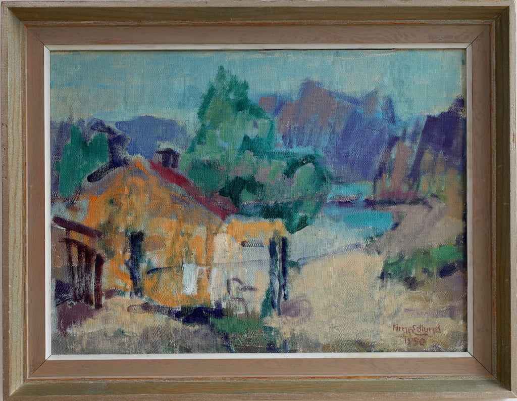 Mid Century Vintage Coastal Painting from Sweden 1950