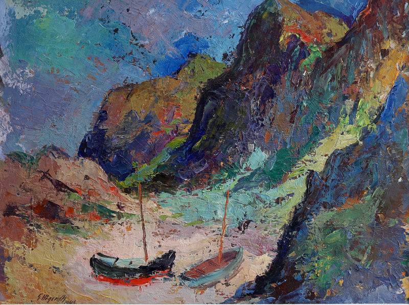 Vintage Art Room Mid Century Original Oil Painting from Sweden