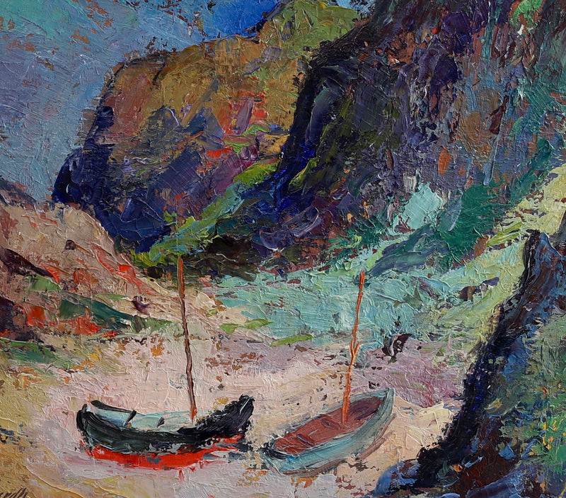 Vintage Art Room Mid Century Original Oil Painting from Sweden