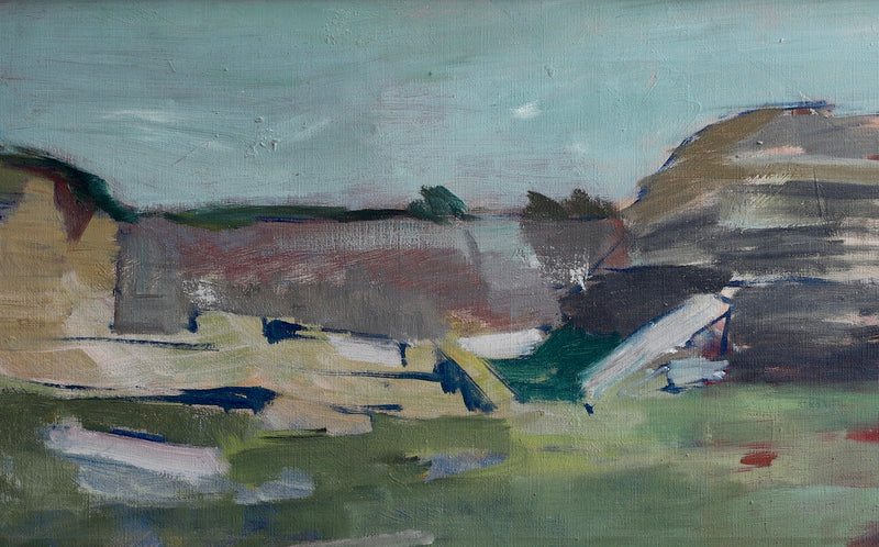 Vintage Art Room Mid Century Original Oil Painting from Sweden 1954