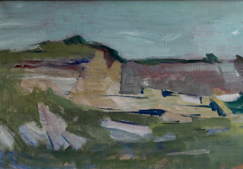 Vintage Art Room Mid Century Original Oil Painting from Sweden 1954