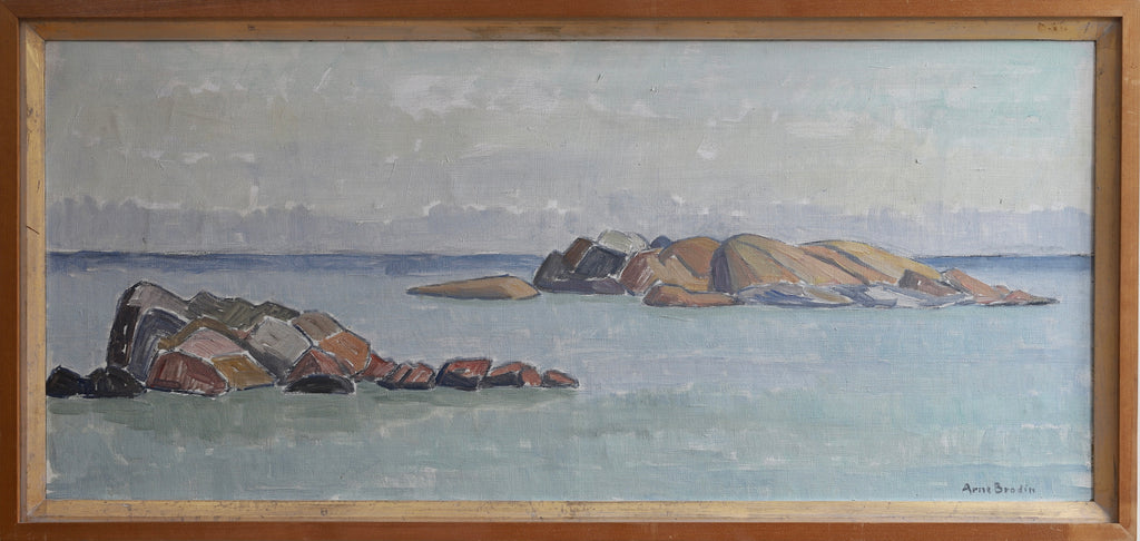 Vintage Art Coastal Oil Painting from Sweden