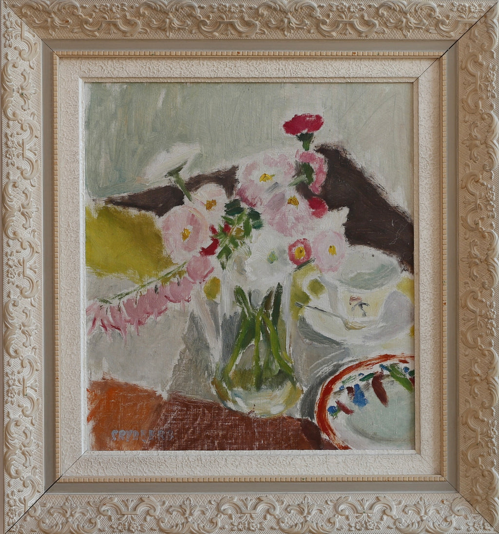 Original Mid Century Still Life Oil Painting from Sweden