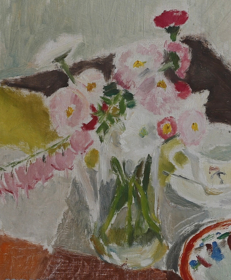 Original Mid Century Still Life Oil Painting from Sweden