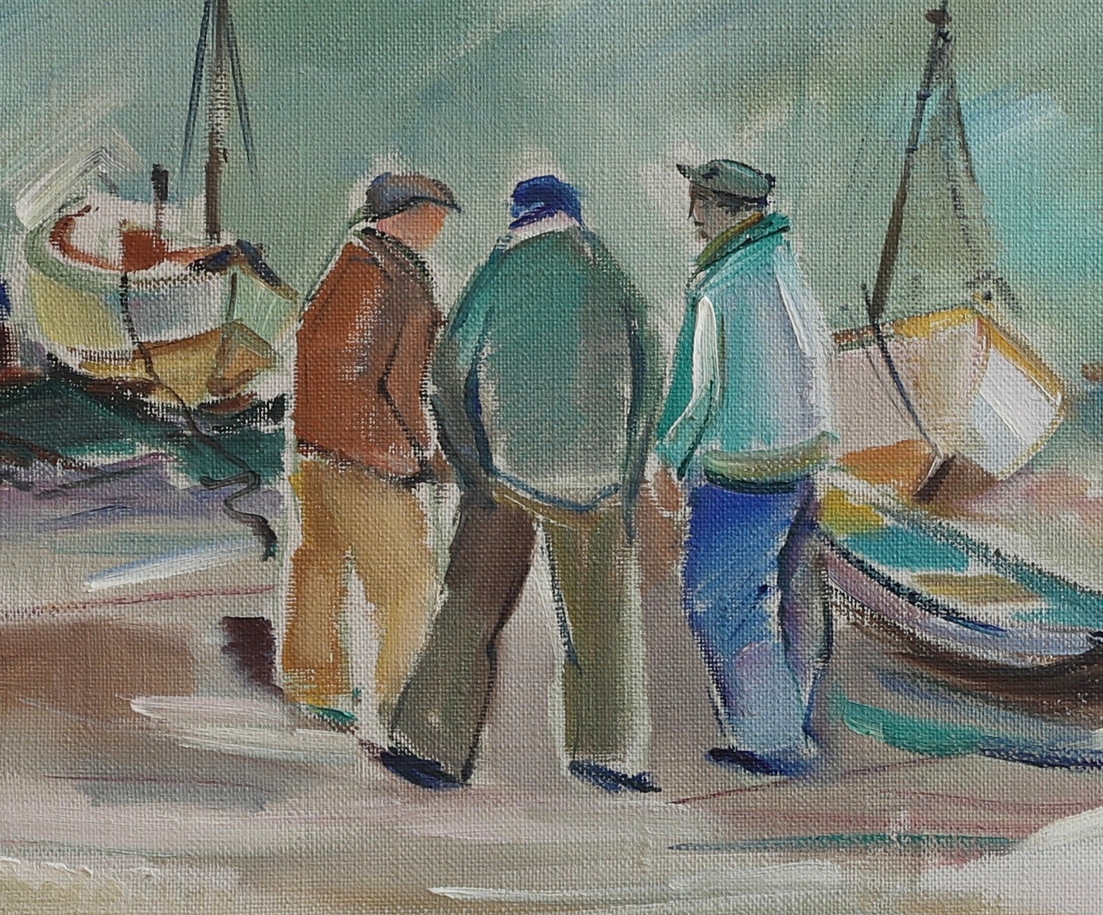 Vintage Original Harbor Oil Painting By H Ripa From Sweden