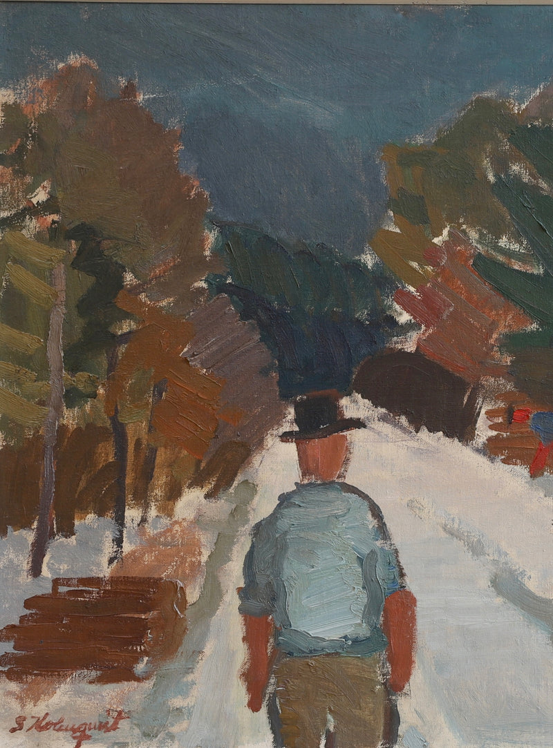 Mid Century Vintage Original Oil Painting From Sweden