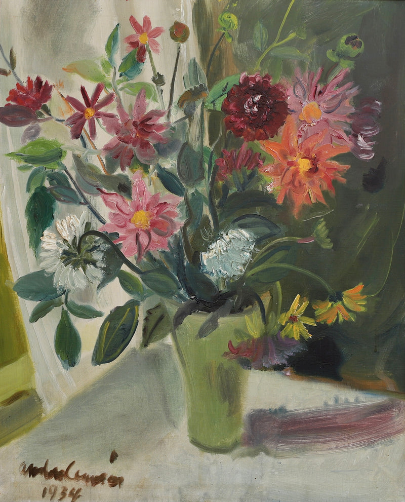Vintage Original Still Life Oil Painting From Sweden 1934