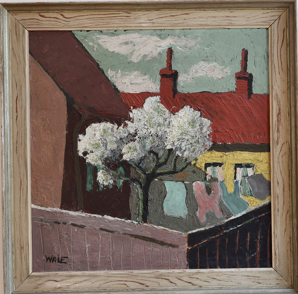 Mid Century Vintage Original Cityscape Oil Painting From Sweden