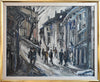 Mid Century Original City Winterscape Oil Painting From Sweden