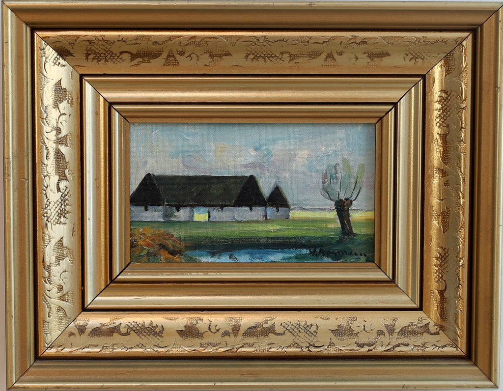 Original Vintage Farmhouse Oil Painting from Sweden