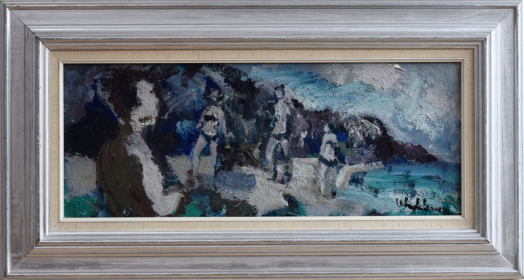 Vintage Beach Oil Painting by from Sweden by B Wahlberg