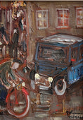 Load image into Gallery viewer, Vintage Mid Century Cityscape Oil Painting From Sweden
