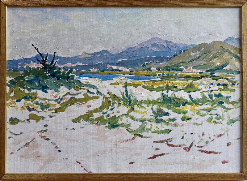 Mid Century Vintage Original Landscape Oil Painting From Sweden