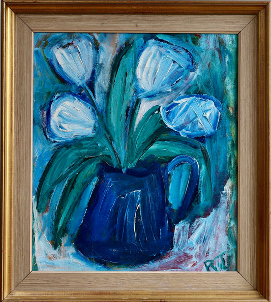 Original Mid Century Floral Painting From Sweden