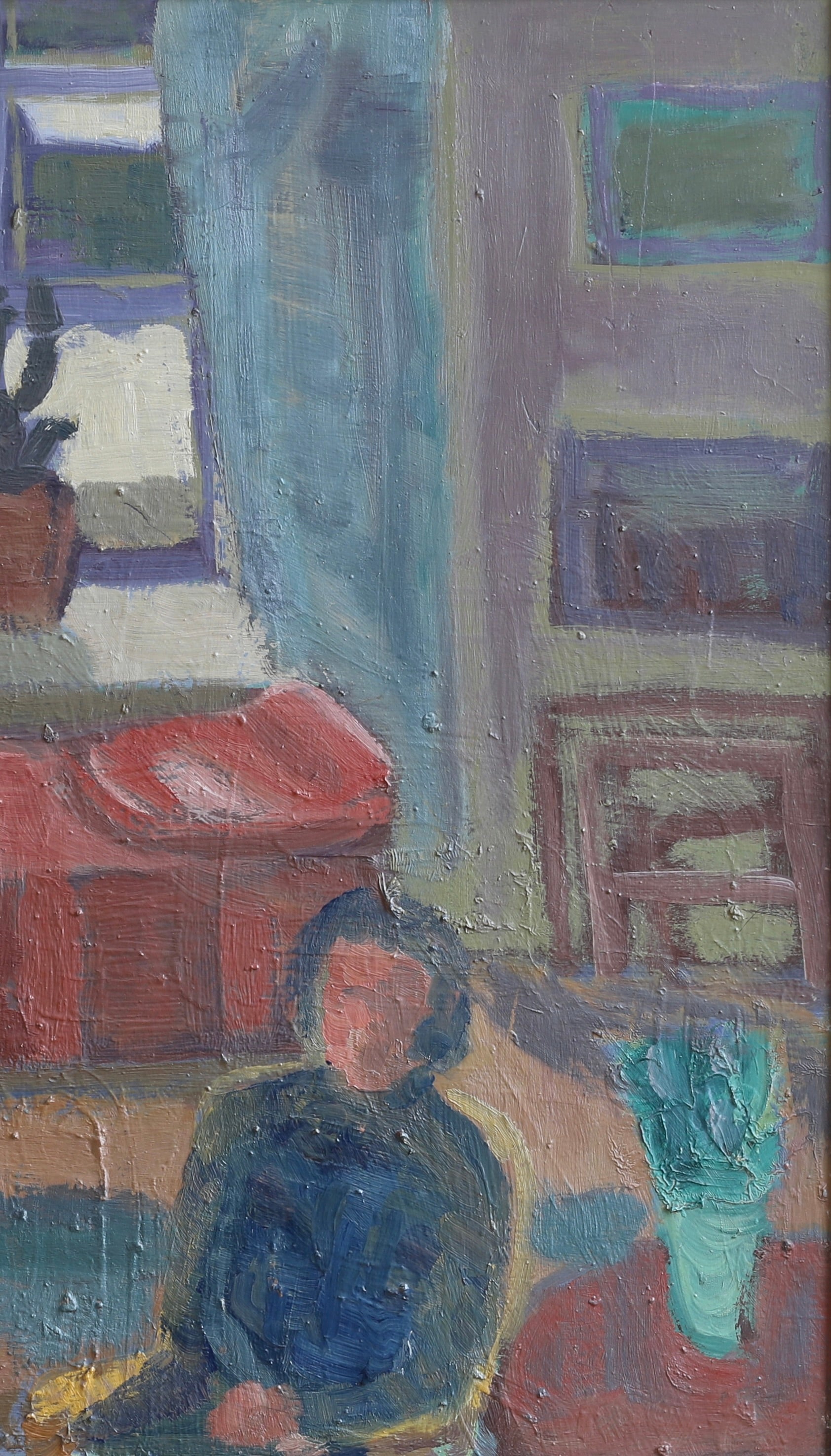 Original Vintage Interior Oil Painting from Sweden