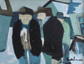 Load image into Gallery viewer, Oil Painting Vintage Mid Century Oil Painting of Fishermen From Sweden
