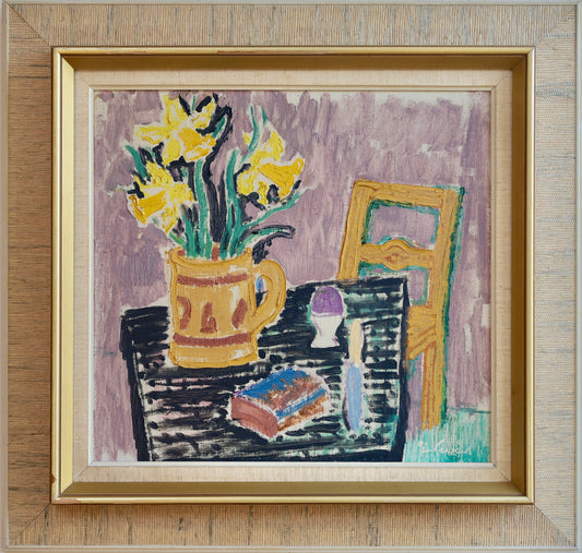 Original Mid Century Still Life Oil Painting From Sweden