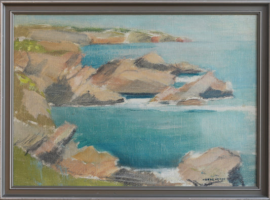 Mid Century Coastal Oil Painting By Nordengren Sweden