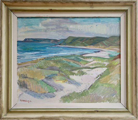 Mid Century Original Coastal Oil Painting From Sweden