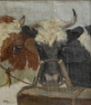 Vintage Art Room Original Oil Painting of Calves From Sweden