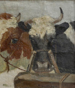 Vintage Art Room Original Oil Painting of Calves From Sweden